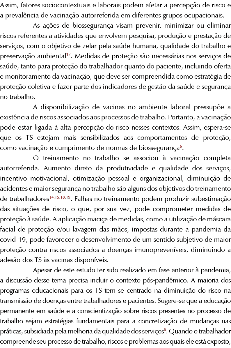 Assim, fatores sociocontextuais e laborais podem afetar a percep o de risco e a preval ncia de vacina  o autorreferi...