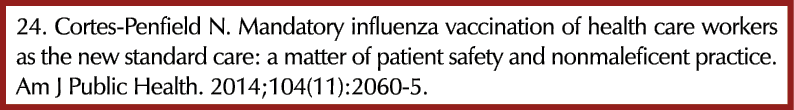 24. Cortes-Penfield N. Mandatory influenza vaccination of health care workers as the new standard care: a matter of p...